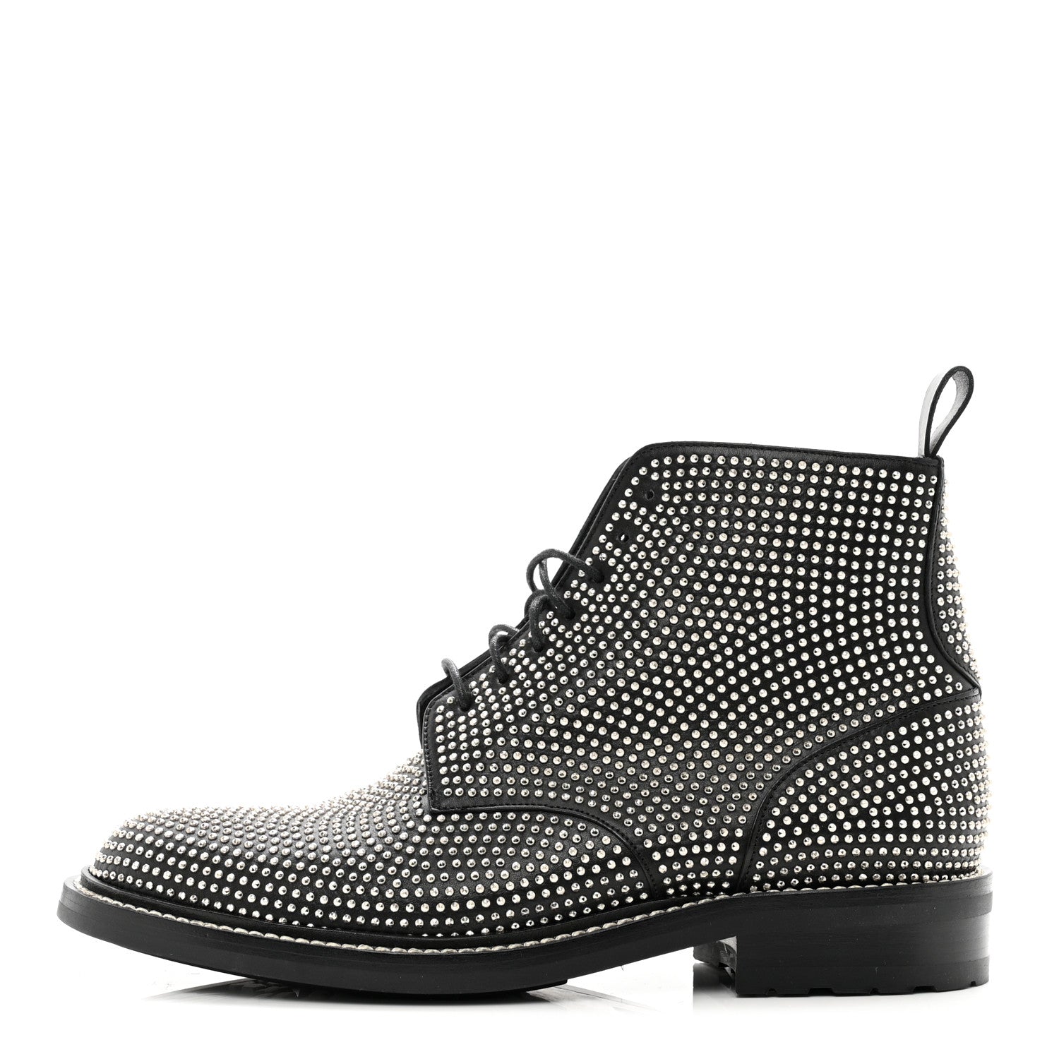 Saint Laurent Calfskin Mens Studded Lace Up Boots 41.5 Black 1 of 9