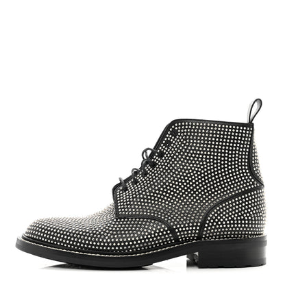 Saint Laurent Calfskin Mens Studded Lace Up Boots 41.5 Black 1 of 9