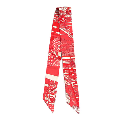 Hermes Silk Animapolis Twilly Rouge White 4 of 12