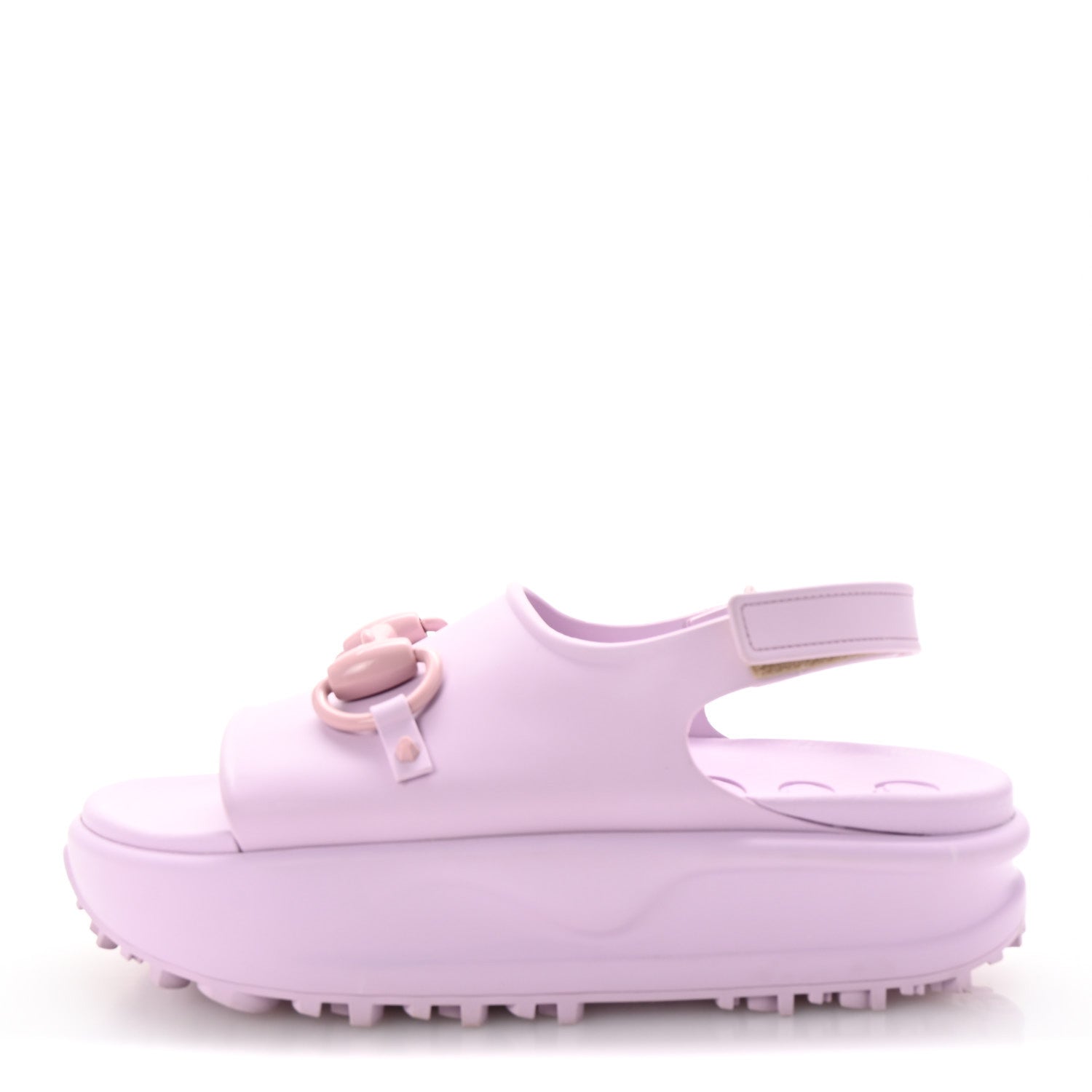Gucci Soft Rubber Horsebit Touch Womens Strapped Sandals 40 Talc Pink 1 of 9