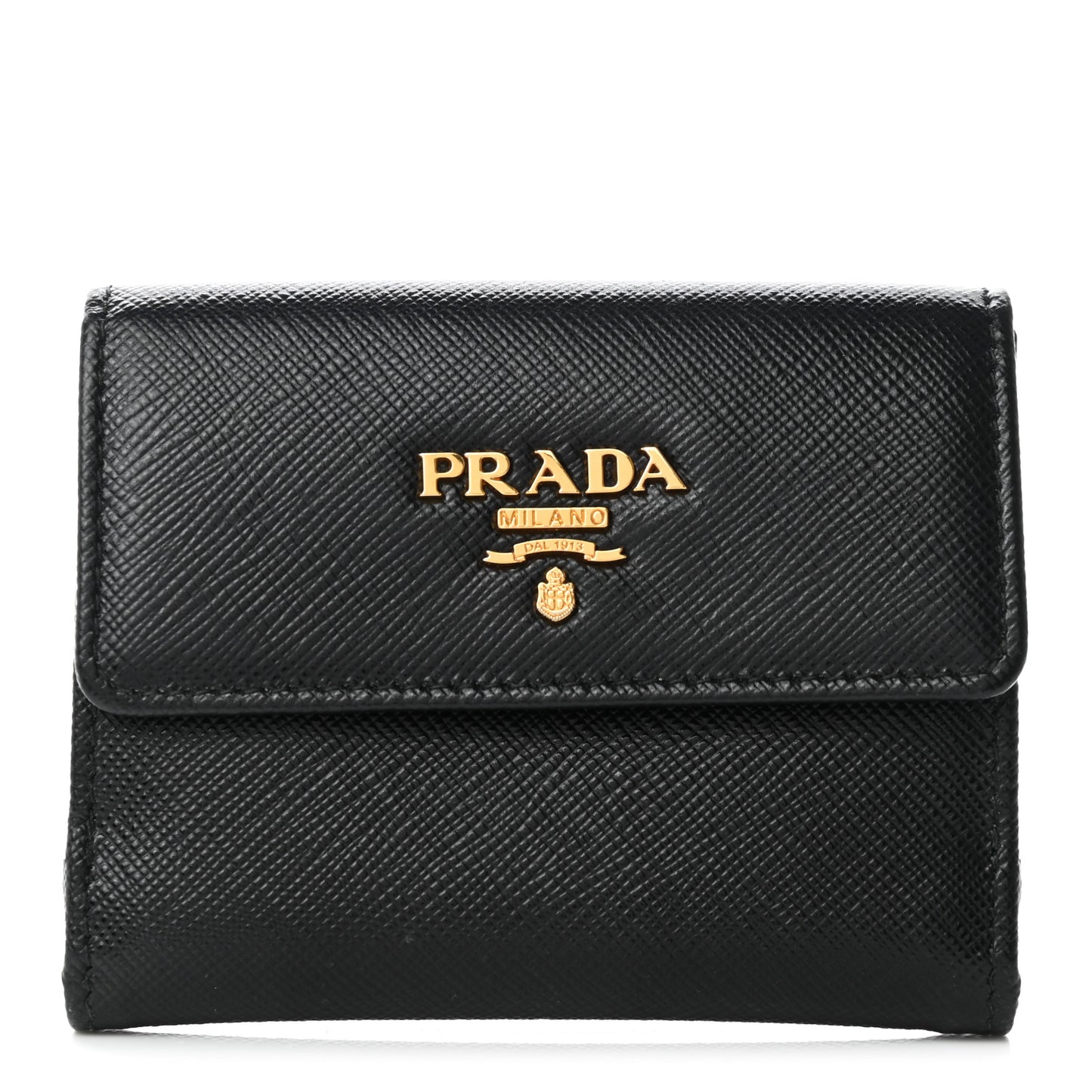 Saffiano Metal Flap Card Holder Black