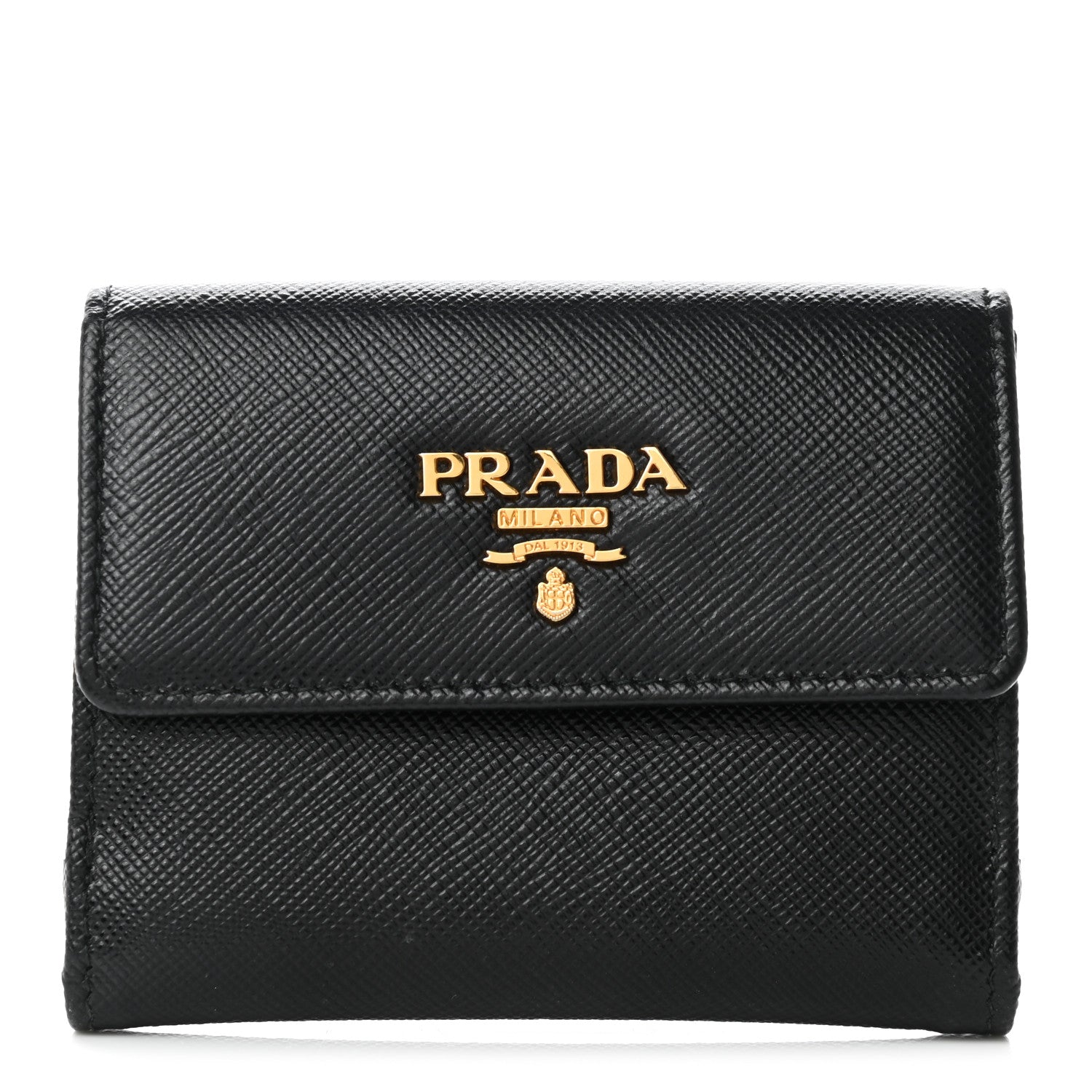 Prada Saffiano Metal Flap Card Holder Black 1 of 8
