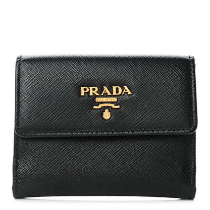 Prada Saffiano Metal Flap Card Holder Black 1 of 8