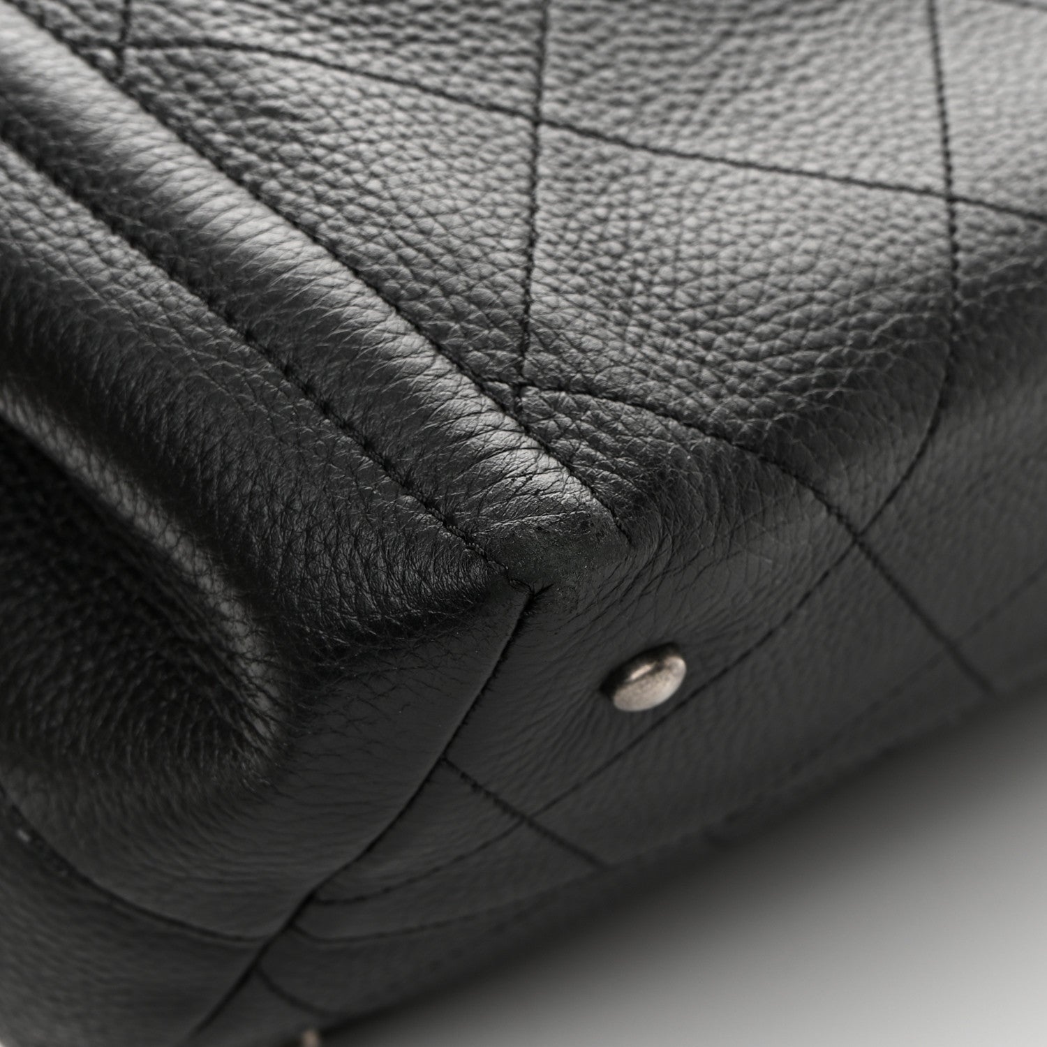 Chanel Deerskin Stitched Medium CC Shopping Tote Black 13 of 16