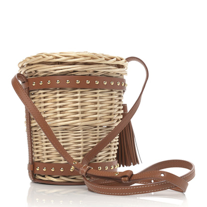 Celine Wicker Calfskin Mini Panier Bucket Bag Natural Tan 3 of 10