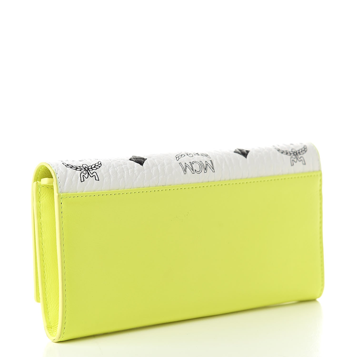 MCM Visetos Grained Calfskin Wilder Flap Wallet White Green 3 of 11