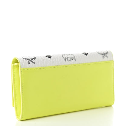 MCM Visetos Grained Calfskin Wilder Flap Wallet White Green 3 of 11