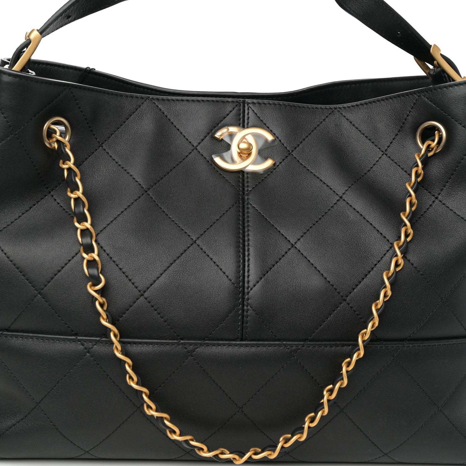 Chanel Calfskin Quilted Small Coco Base Shopping Bag Black 8 of 11