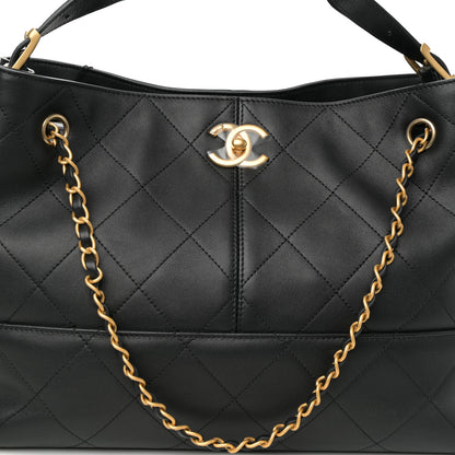 Chanel Calfskin Quilted Small Coco Base Shopping Bag Black 8 of 11