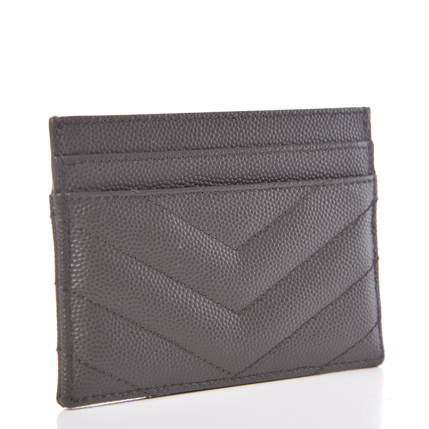 Grain De Poudre Matelasse Chevron Monogram Credit Card Case Coal