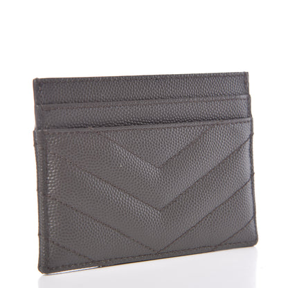 Saint Laurent Grain De Poudre Matelasse Chevron Monogram Credit Card Case Coal 3 of 7