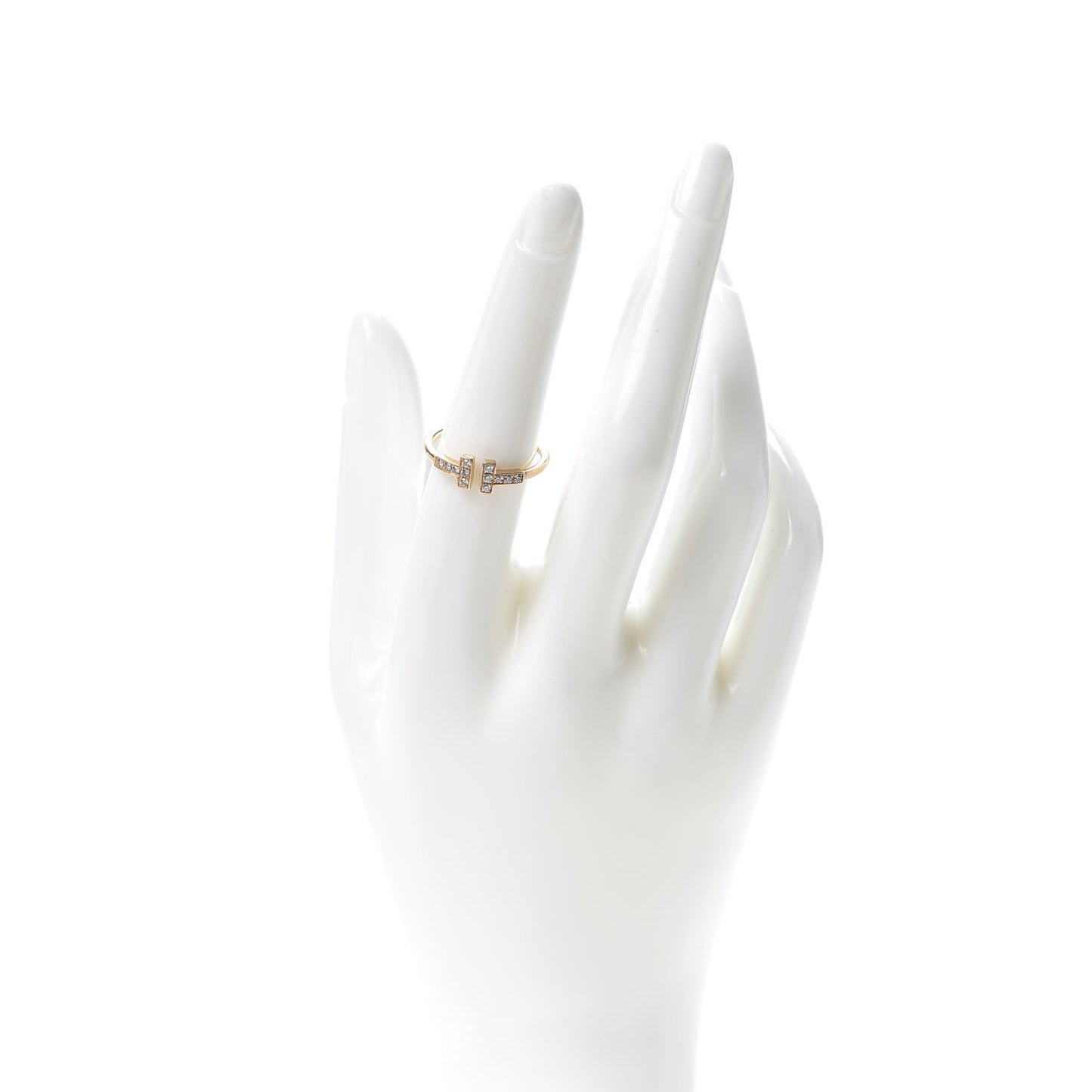 18K Yellow Gold Diamond T Wire Ring 54 7