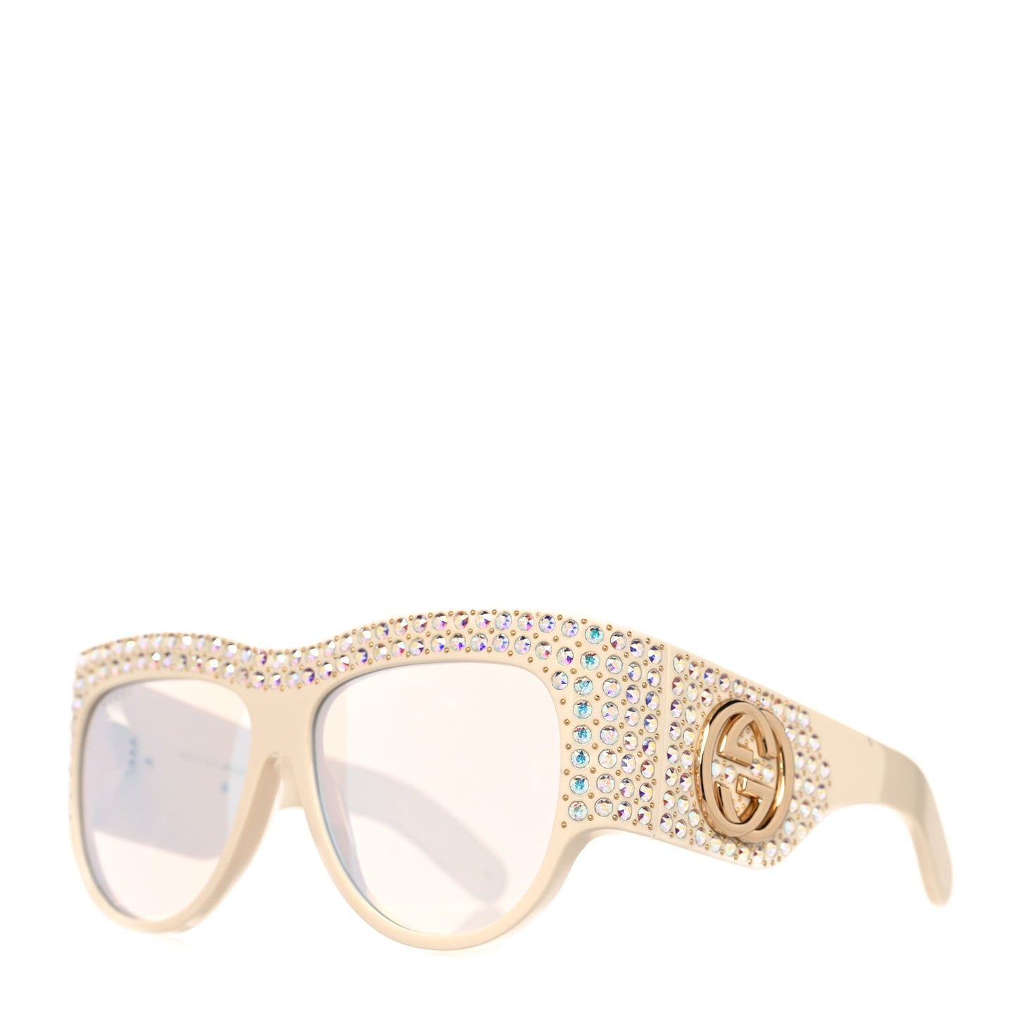 Acetate Crystal Oversize Hollywood Forever Sunglasses GG0144S Ivory