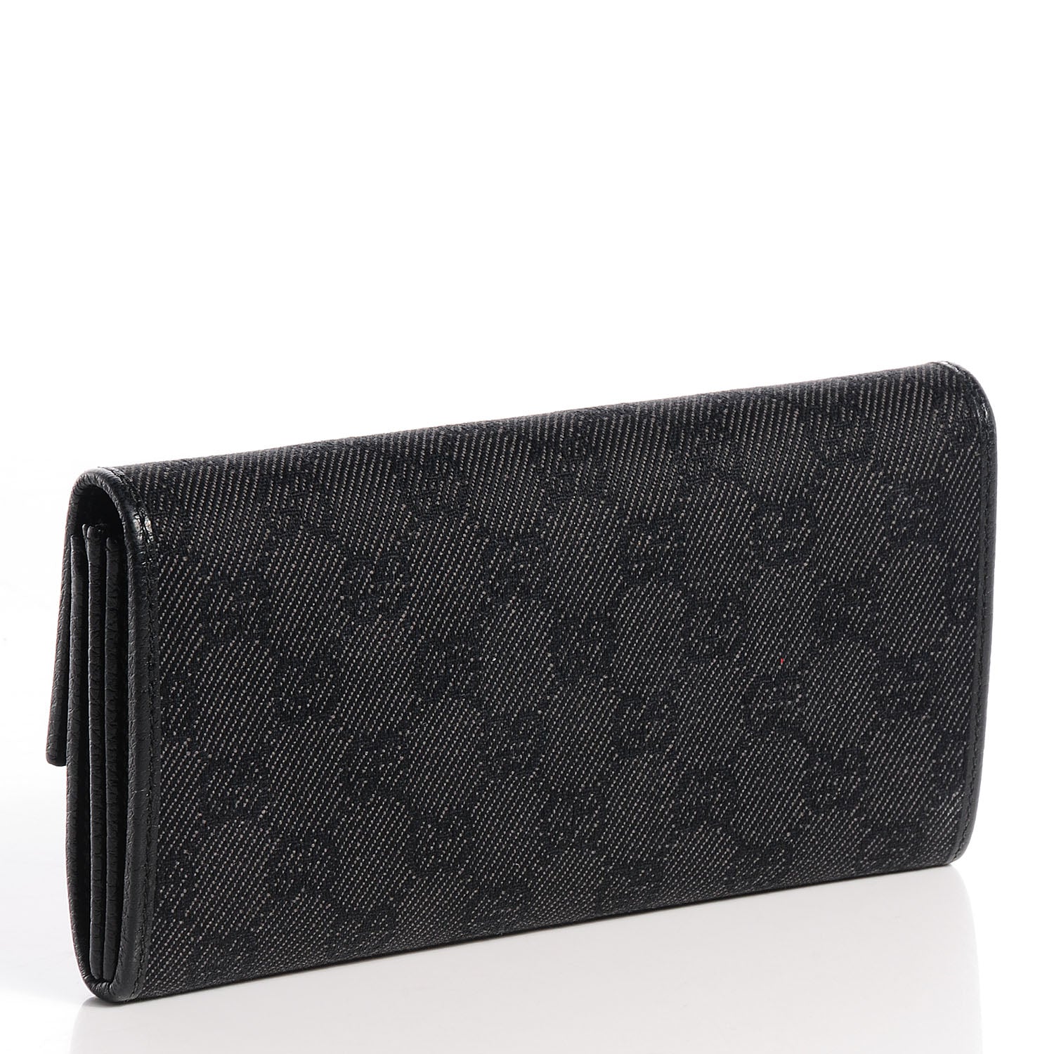 Gucci Denim Monogram Continental Wallet Black 3 of 7