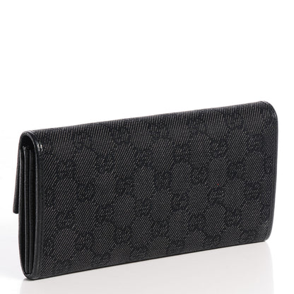 Gucci Denim Monogram Continental Wallet Black 3 of 7