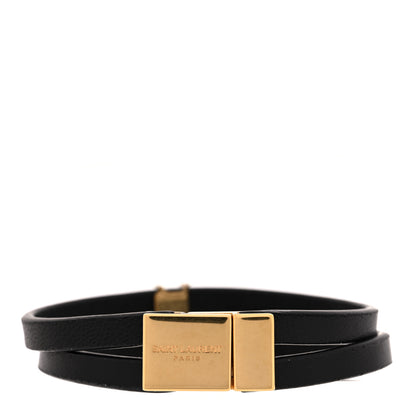 Saint Laurent Calfskin Opyum Double Wrap Bracelet S Black 3 of 4