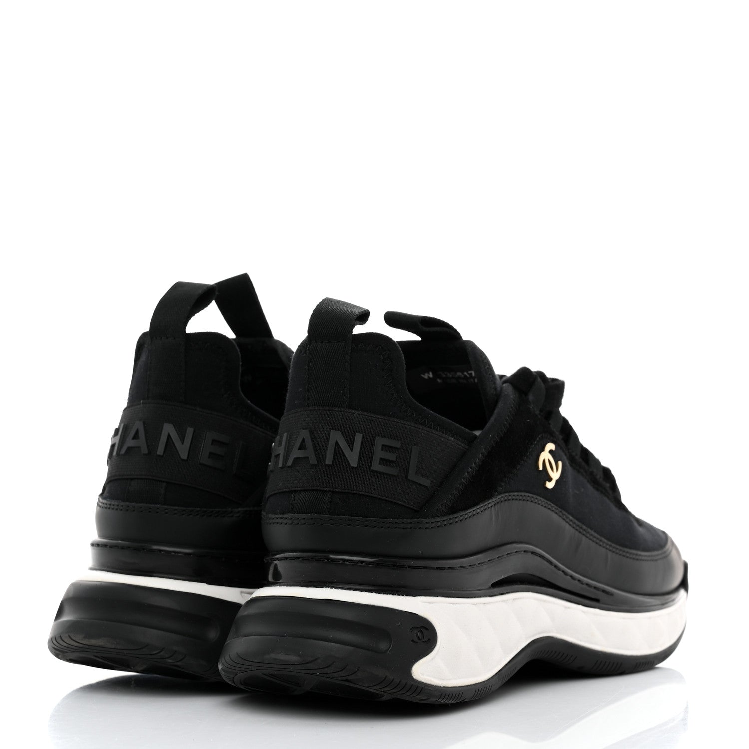 Chanel Velvet Calfskin Mixed Fibers CC Sneakers 38 Black 4 of 9