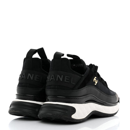 Chanel Velvet Calfskin Mixed Fibers CC Sneakers 38 Black 4 of 9