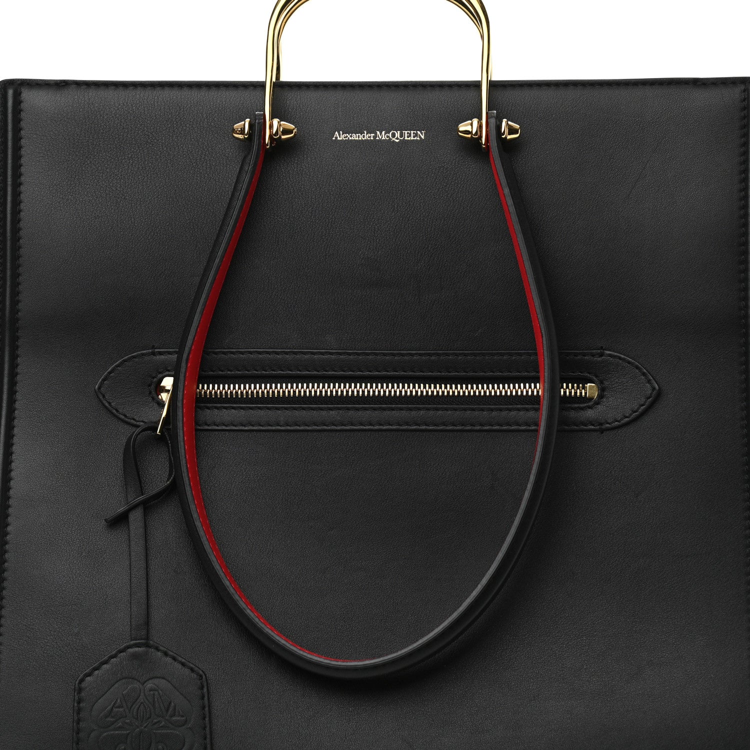 Alexander McQueen Calfskin The Tall Story Shoulder Bag Black Red 6 of 9