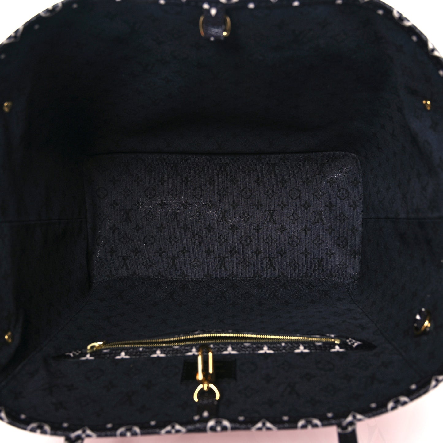 Monogram Giant Crafty Neverfull MM Creme Rouge Black