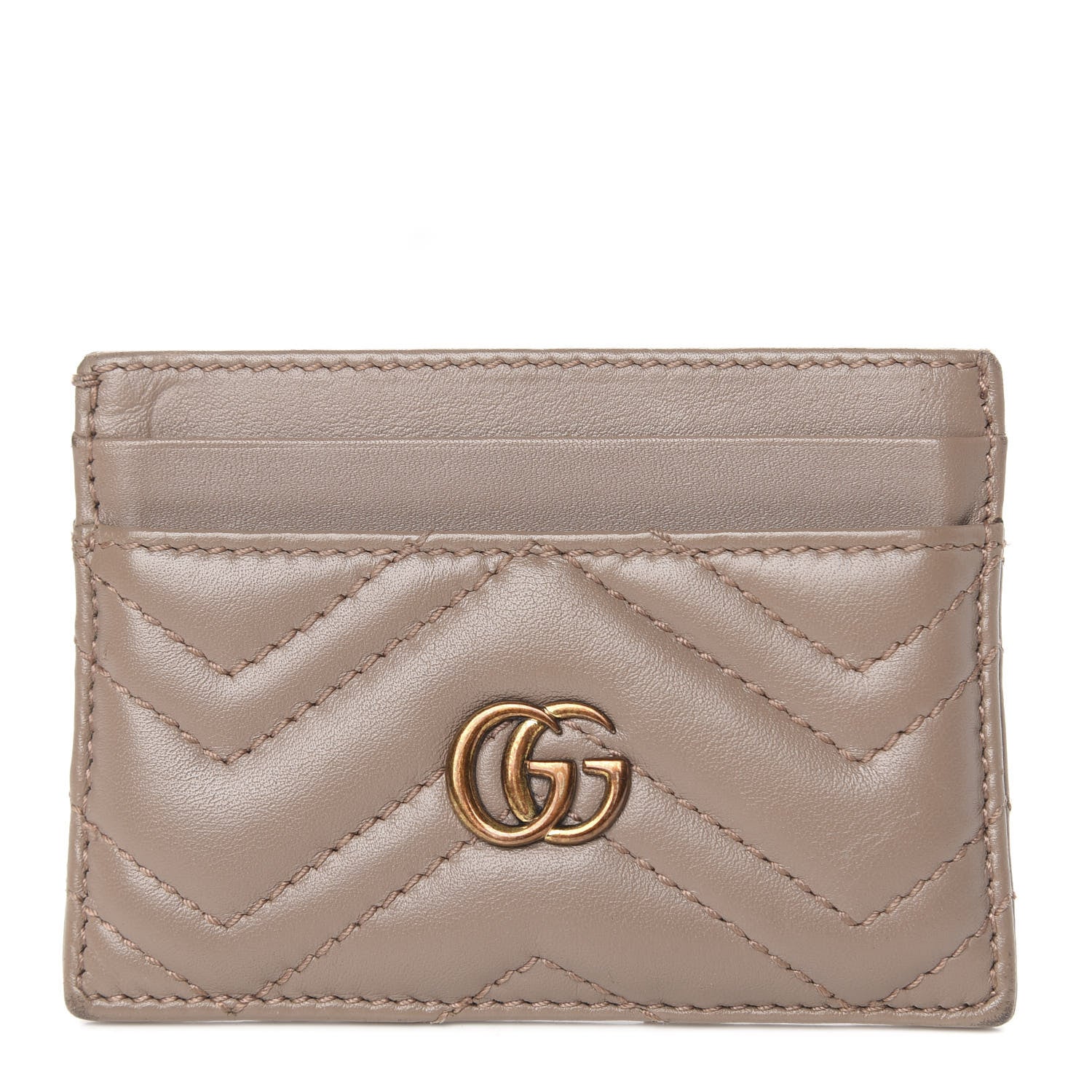 Gucci Calfskin Matelasse GG Marmont Card Holder Porcelain Rose 1 of 9
