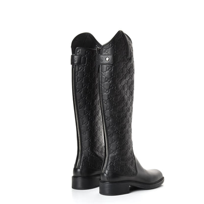 Gucci Guccissima Calfskin Miro Soft Knee High Riding Boots 36 Black 4 of 8