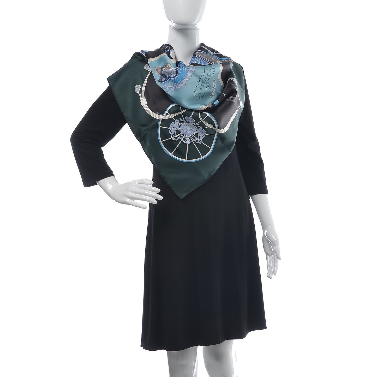 Silk Springs Scarf 90 Vert Sapin Anthracite Celadon