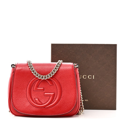 Gucci Pebbled Calfskin Small Soho Flap Crossbody Red 10 of 10