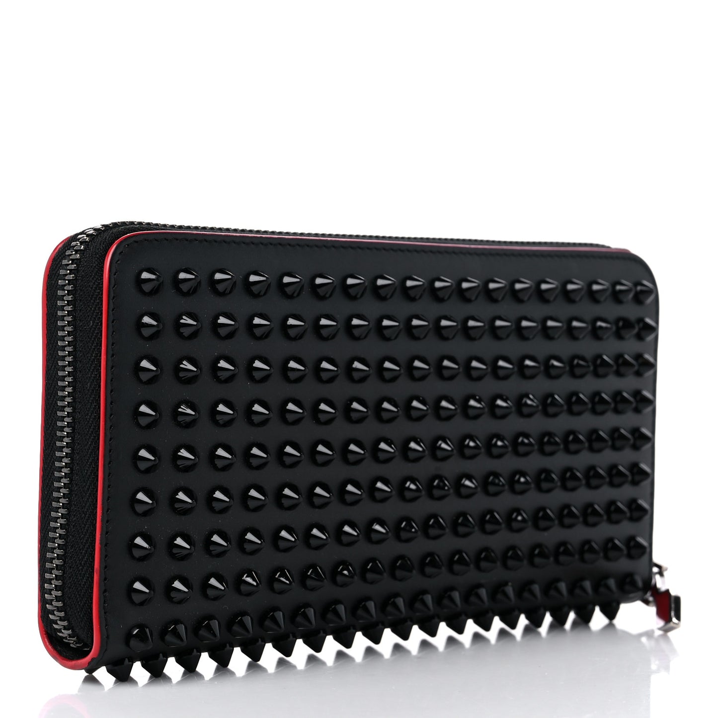 Calfskin Panettone Spiked Zip Around Wallet Black