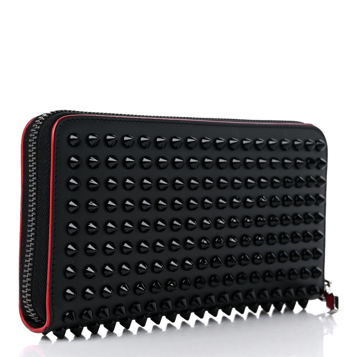 Christian Louboutin Calfskin Panettone Spiked Zip Around Wallet Black 3 of 13