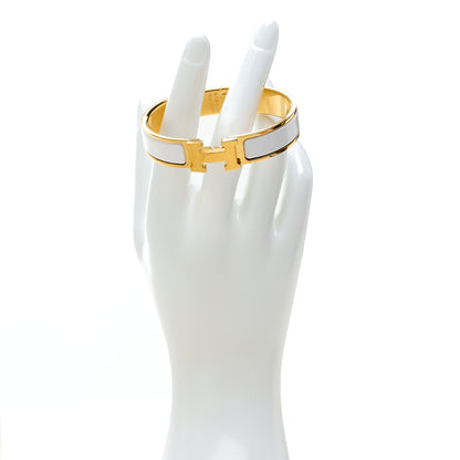 Hermes Enamel Narrow Clic Clac H Bracelet GM White 2 of 4