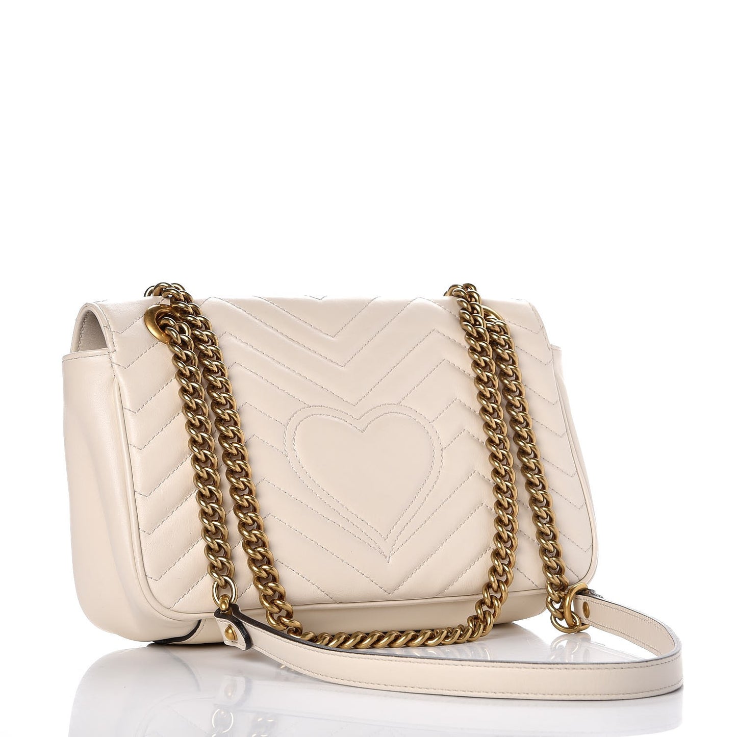 Calfskin Matelasse Small GG Marmont Shoulder Bag White