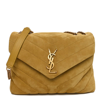 Saint Laurent Suede Y Quilted Monogram Small Loulou Shoulder Bag Chartreuse 1 of 10