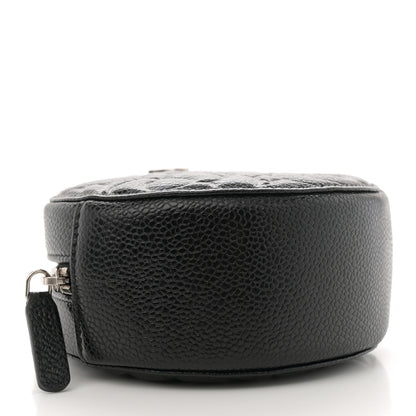 Chanel Caviar Camellia Embossed Round Clutch With Chain Black 4 of 11