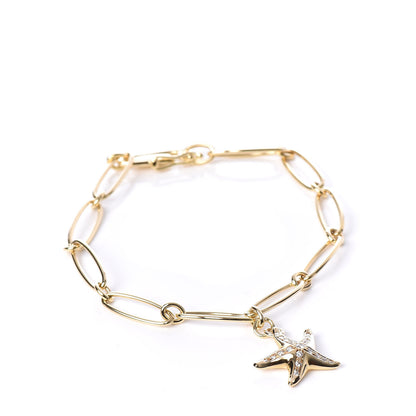 Tiffany 18K Yellow Gold Diamond Elsa Peretti Starfish Charm Bracelet 1 of 7