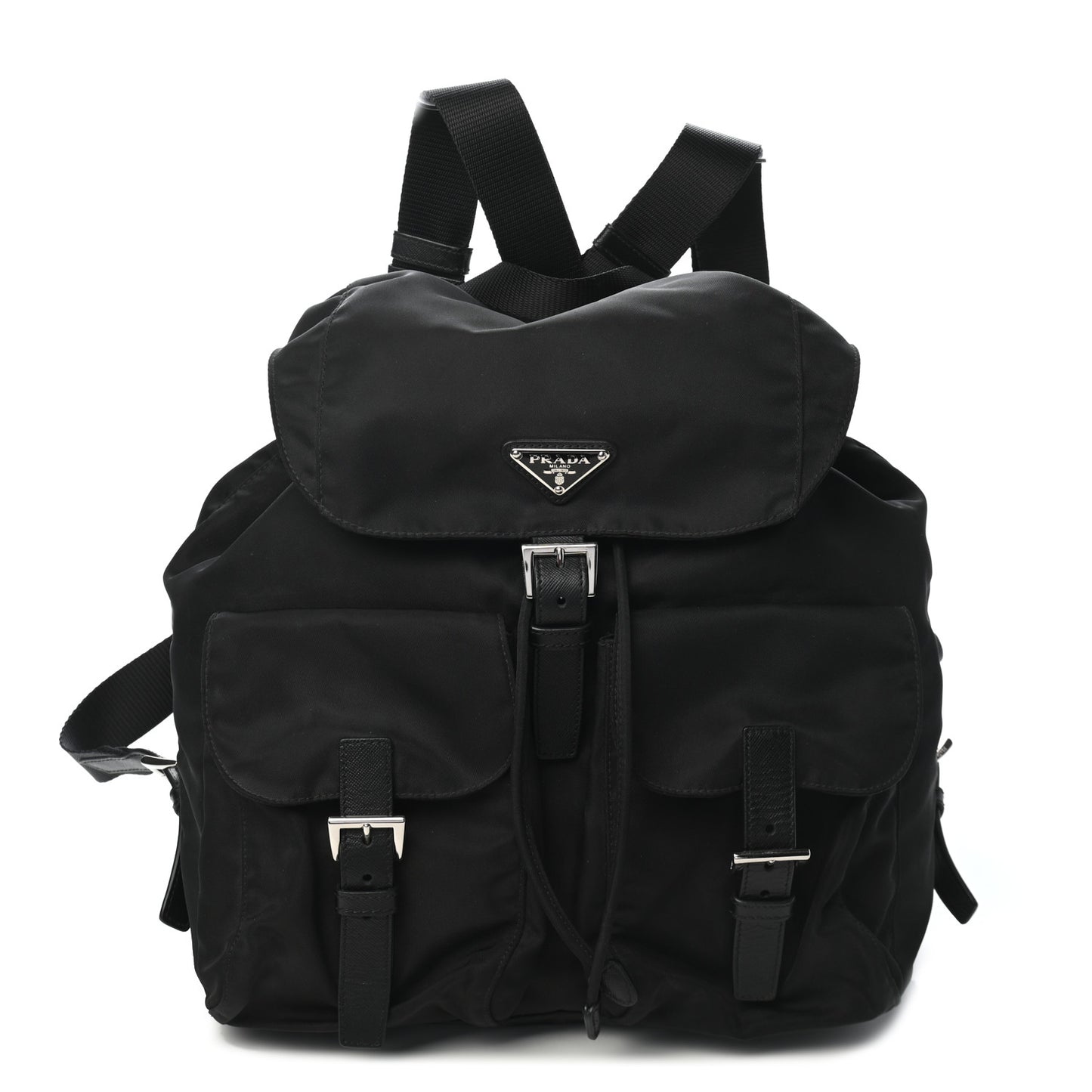 Tessuto Nylon Saffiano Medium Backpack Black
