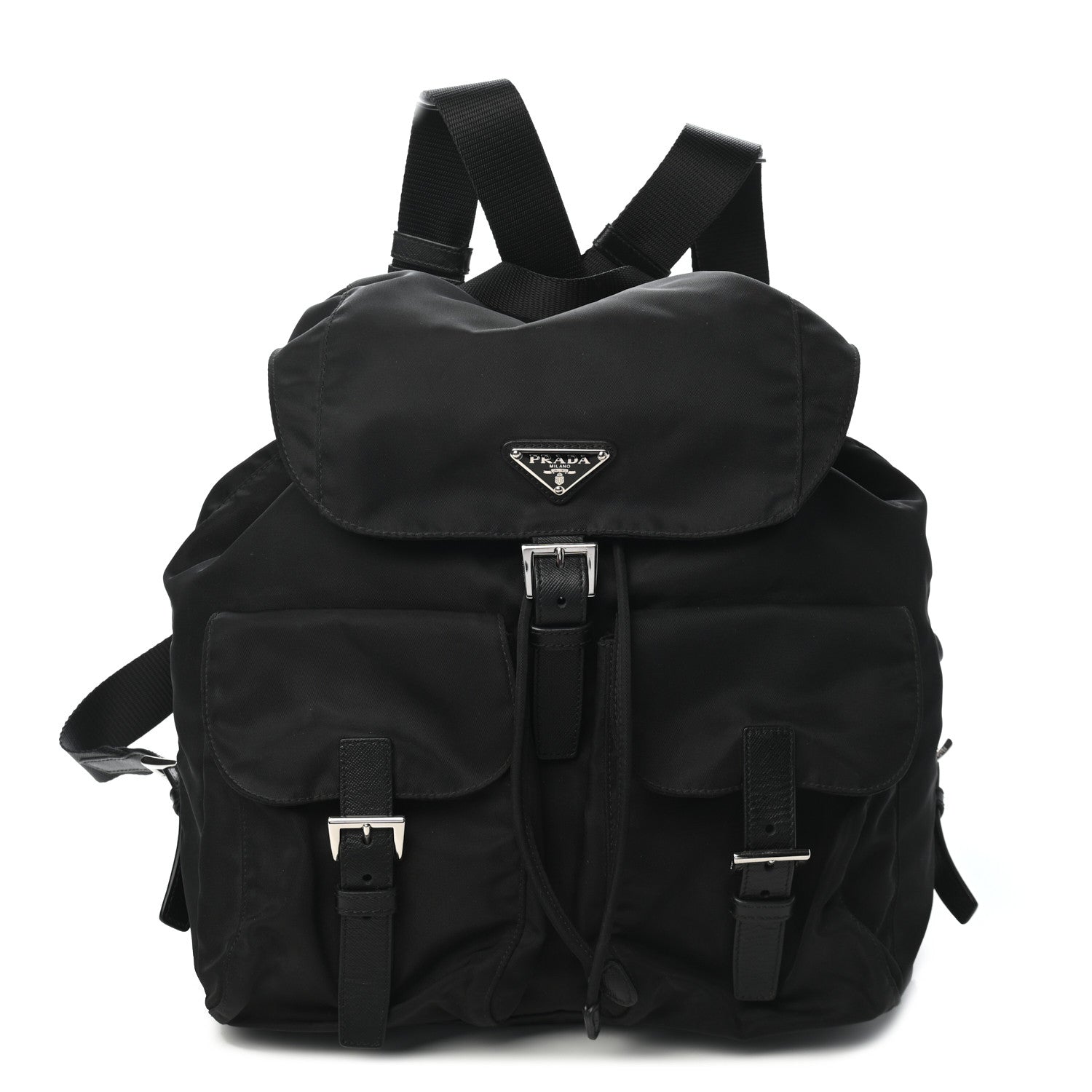 Prada Tessuto Nylon Saffiano Medium Backpack Black 1 of 8