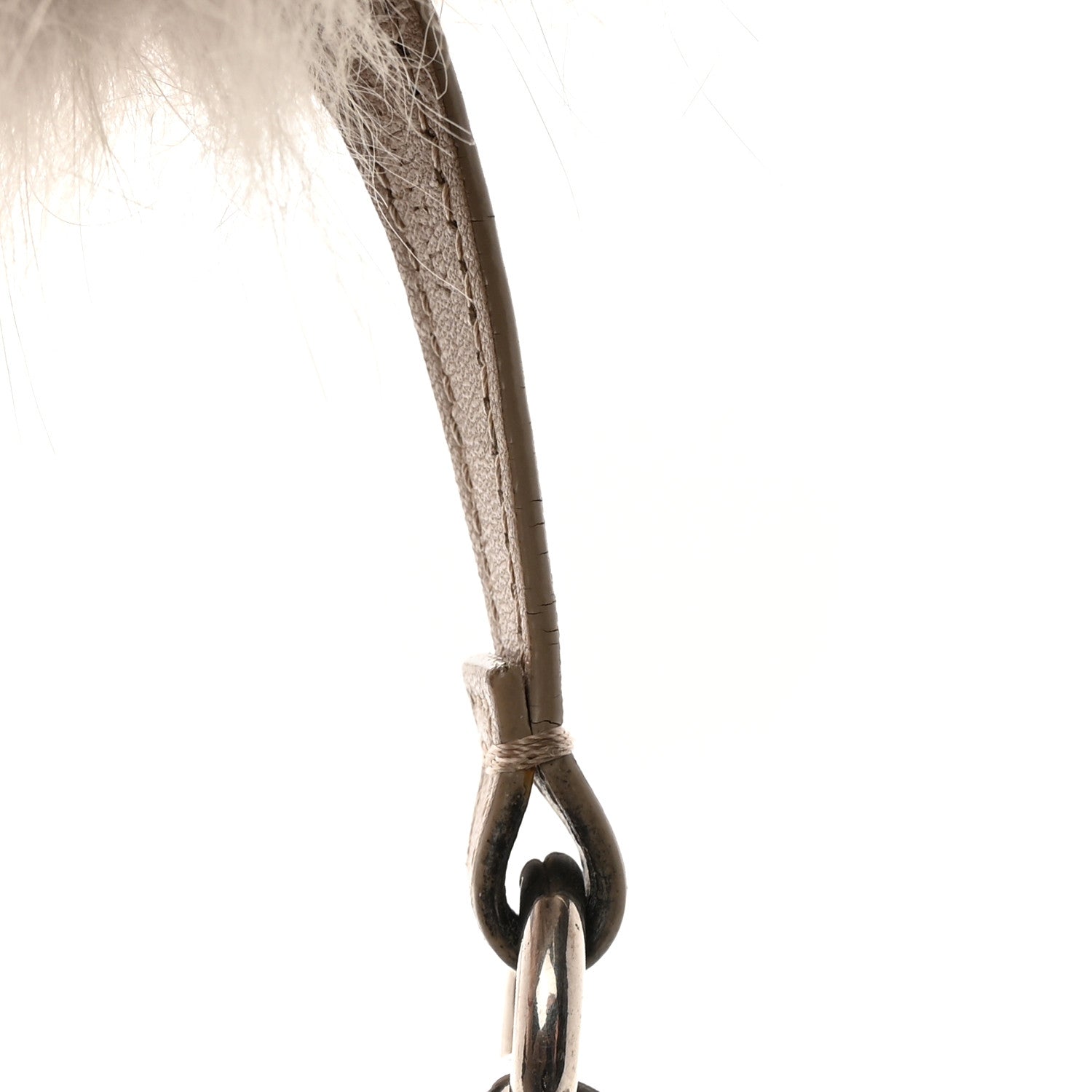 Fendi Fox Fur Vitello Elite Pom Pom Bag Charm Grigio Perla 6 of 6