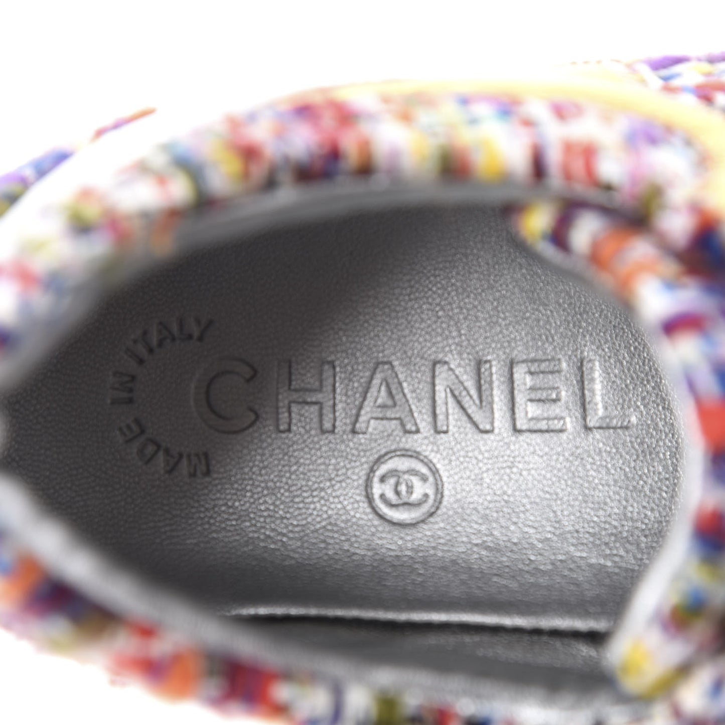Tweed Lambskin Runway Sneakers 35 Silver Multicolor