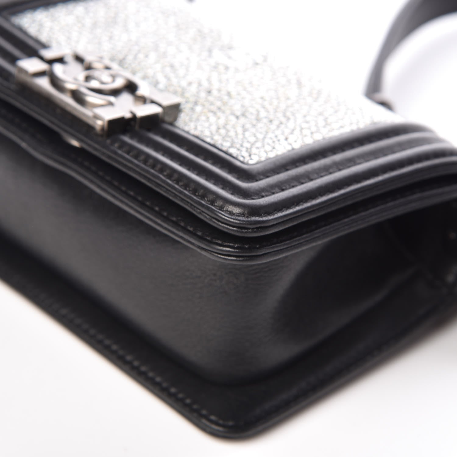 Chanel Galuchat Stingray Mini Boy Flap Black Silver 11 of 12
