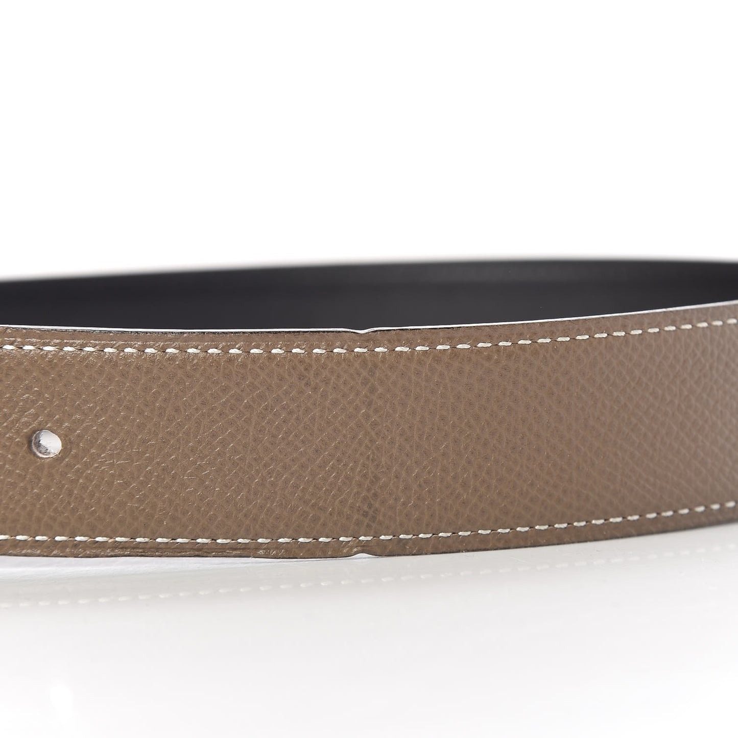 Box Epsom Strie 32mm H Belt 95 Black Etoupe