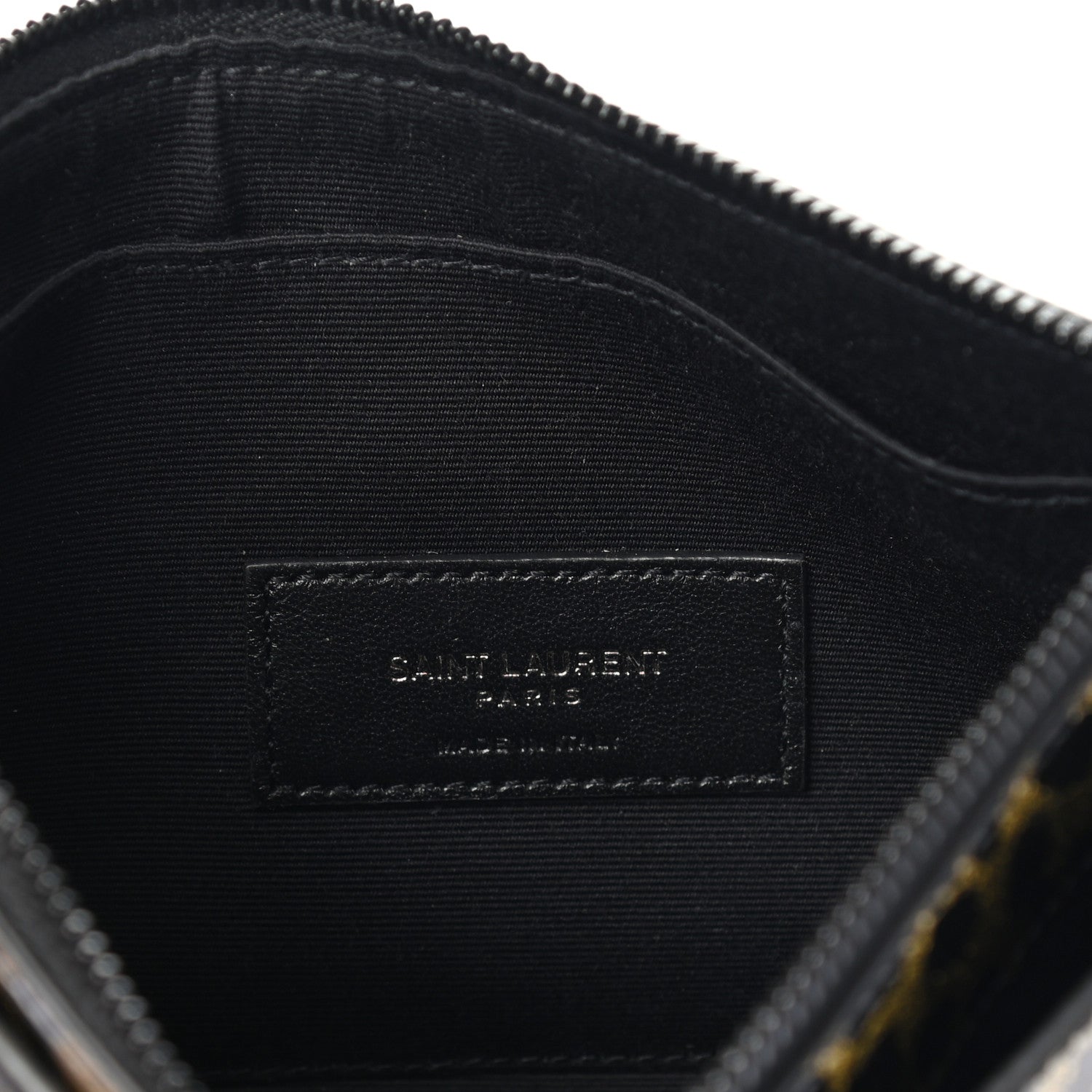 Saint Laurent Patent Glitter Leopard Monogram Zip Pouch Gold Black 7 of 7