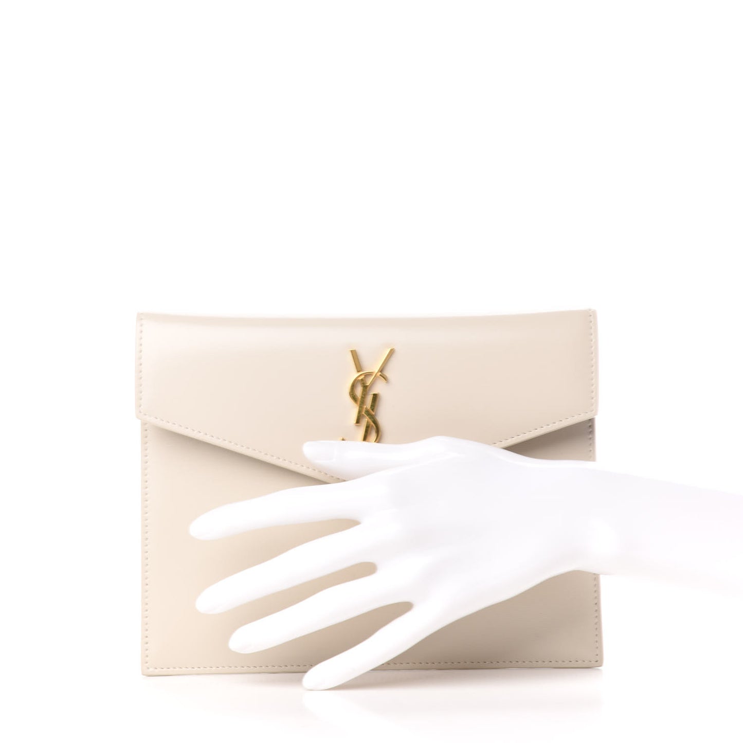 Smooth Shiny Calfskin Monogram Uptown Baby Pouch Crema Soft