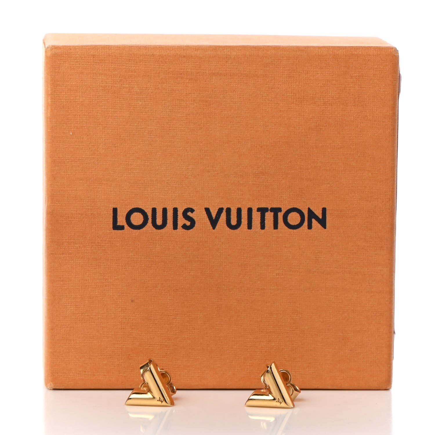 Louis Vuitton Brass Essential V Stud Earrings Gold 5 of 6