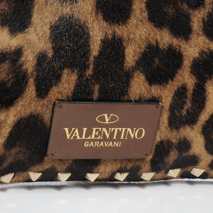 Valentino Garavani Calf Hair Leopard Print Rockstud Zip Wristlet Pouch Leopard 4 of 8