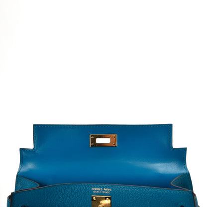 Hermes Chevre Mysore Mini Kelly Sellier 20 Bleu Zanzibar 8 of 29