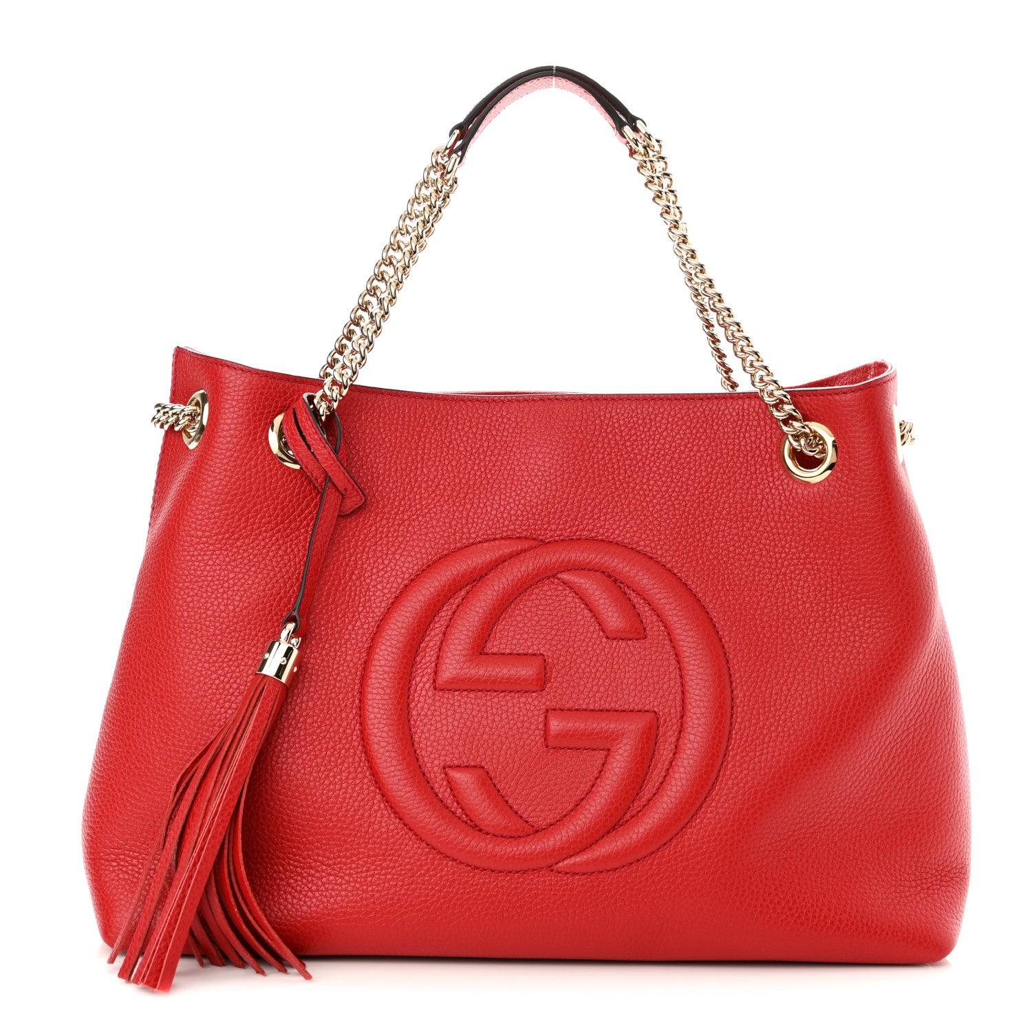 Gucci Cellarius Calfskin Medium Soho Chain Shoulder Bag Vibrant Red 1 of 10