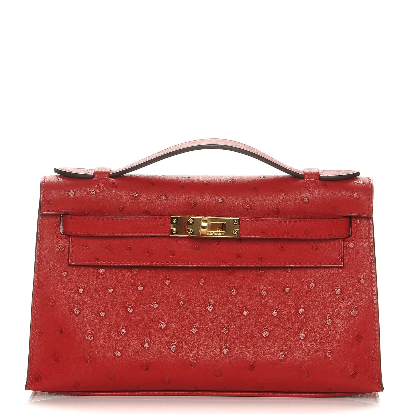 Ostrich Kelly Pochette Rouge Vif