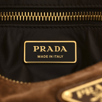Prada Scamosciato Suede Large Aimee Shoulder Bag Cacao 6 of 10