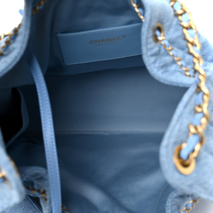 Chanel Washed Denim Quilted Medium Chanel 25 Handbag Blue 5 of 12